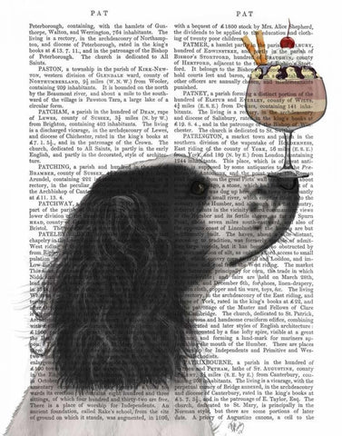 Springer Spaniel, Black and White, Ice Cream Black Ornate Wood Framed Art Print with Double Matting by Fab Funky