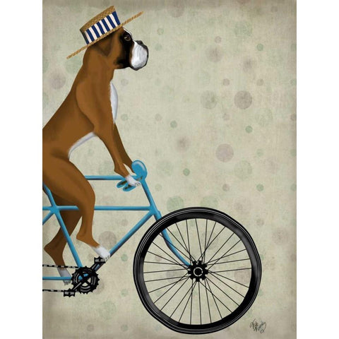 Boxer on Bicycle Black Modern Wood Framed Art Print with Double Matting by Fab Funky