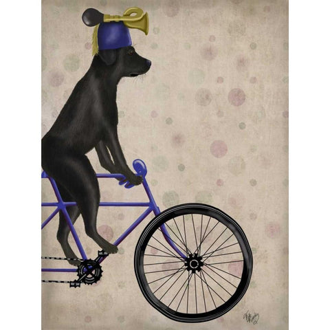 Black Labrador on Bicycle Black Modern Wood Framed Art Print with Double Matting by Fab Funky