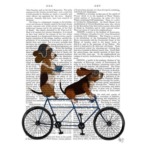 Basset Hound Tandem Gold Ornate Wood Framed Art Print with Double Matting by Fab Funky