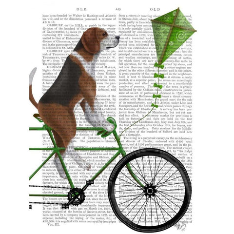 Beagle on Bicycle White Modern Wood Framed Art Print by Fab Funky