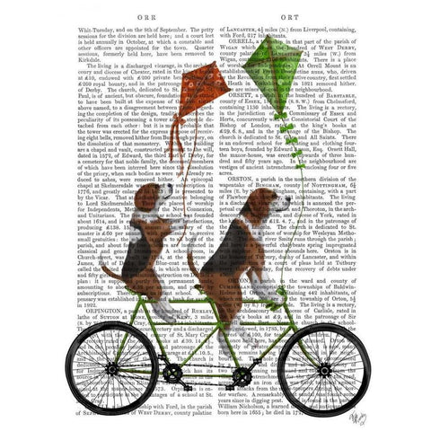 Beagle Tandem Black Modern Wood Framed Art Print with Double Matting by Fab Funky