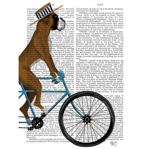 Boxer on Bicycle Gold Ornate Wood Framed Art Print with Double Matting by Fab Funky