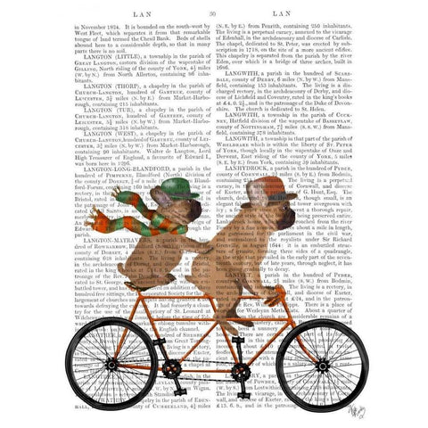 French Bulldog Tandem Black Modern Wood Framed Art Print with Double Matting by Fab Funky