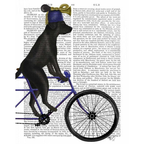 Black Labrador on Bicycle White Modern Wood Framed Art Print by Fab Funky