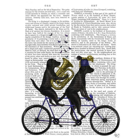 Black Labrador Tandem White Modern Wood Framed Art Print by Fab Funky