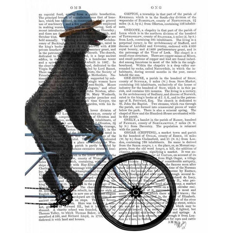 Poodle on Bicycle, Black Black Modern Wood Framed Art Print with Double Matting by Fab Funky