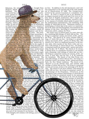 Poodle on Bicycle, Cream Black Ornate Wood Framed Art Print with Double Matting by Fab Funky