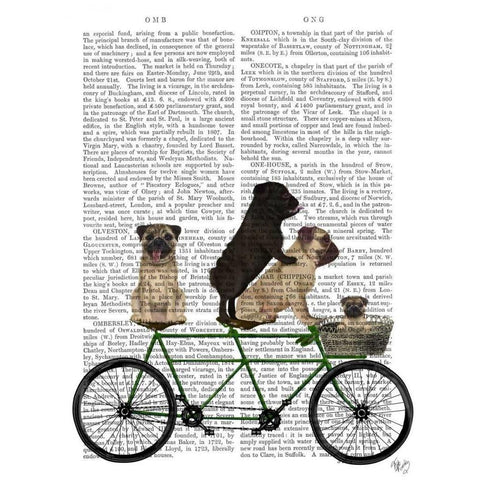 Pug Tandem Black Modern Wood Framed Art Print with Double Matting by Fab Funky