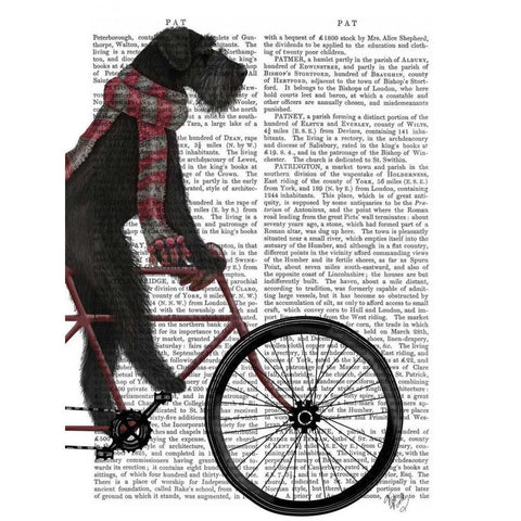 Schnauzer on Bicycle, Black White Modern Wood Framed Art Print by Fab Funky