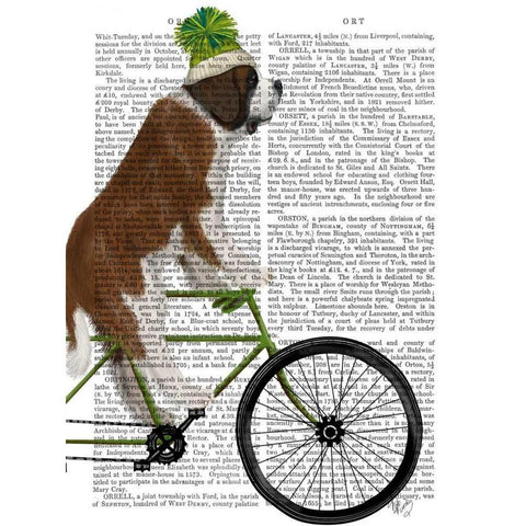 St Bernard on Bicycle White Modern Wood Framed Art Print by Fab Funky