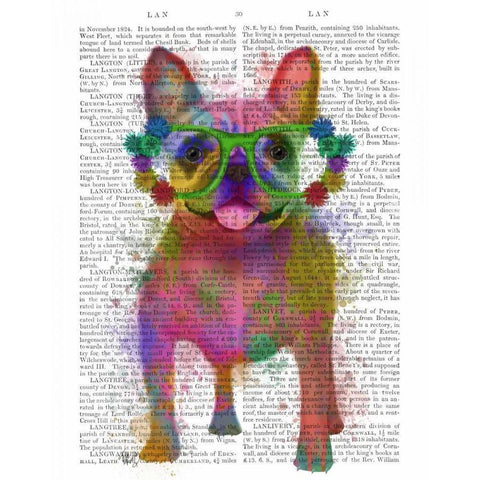 Rainbow Splash French Bulldog, Full Black Modern Wood Framed Art Print with Double Matting by Fab Funky