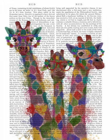 Rainbow Splash Giraffe Trio White Modern Wood Framed Art Print with Double Matting by Fab Funky