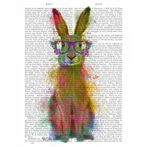 Rainbow Splash Rabbit 1 Gold Ornate Wood Framed Art Print with Double Matting by Fab Funky