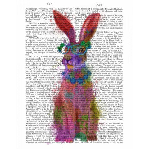 Rainbow Splash Rabbit 2, Full Gold Ornate Wood Framed Art Print with Double Matting by Fab Funky