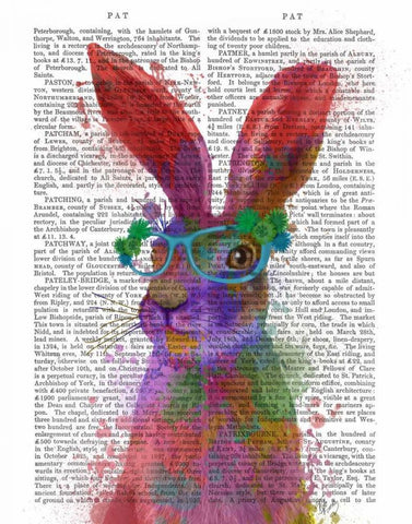 Rainbow Splash Rabbit 2, Portrait Black Ornate Wood Framed Art Print with Double Matting by Fab Funky