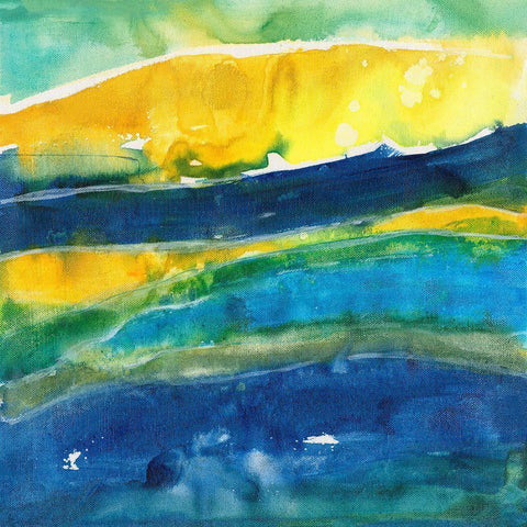 Sunny Seaside I Black Modern Wood Framed Art Print with Double Matting by Combs, Joyce