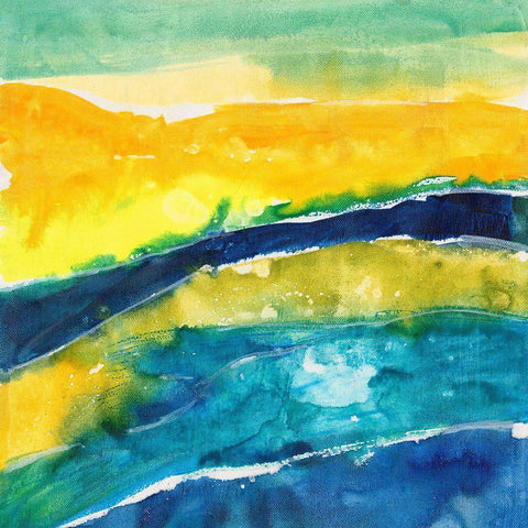 Sunny Seaside II White Modern Wood Framed Art Print with Double Matting by Combs, Joyce
