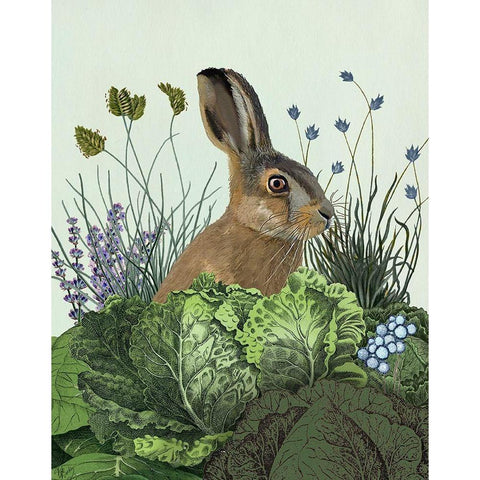 Cabbage Patch Rabbit 3 Black Modern Wood Framed Art Print with Double Matting by Fab Funky