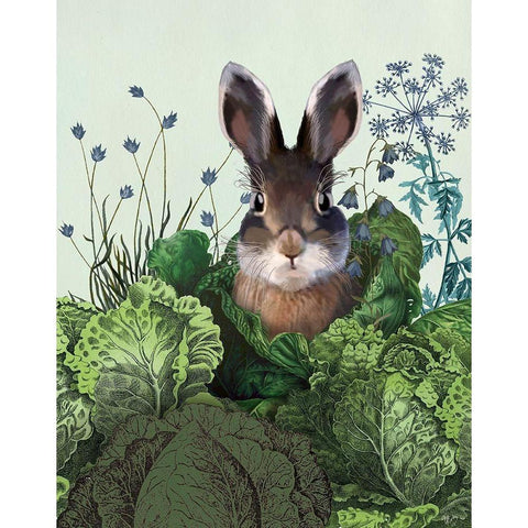 Cabbage Patch Rabbit 4 Gold Ornate Wood Framed Art Print with Double Matting by Fab Funky