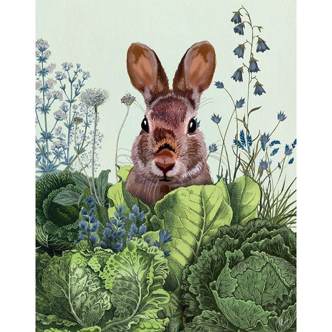 Cabbage Patch Rabbit 6 White Modern Wood Framed Art Print by Fab Funky