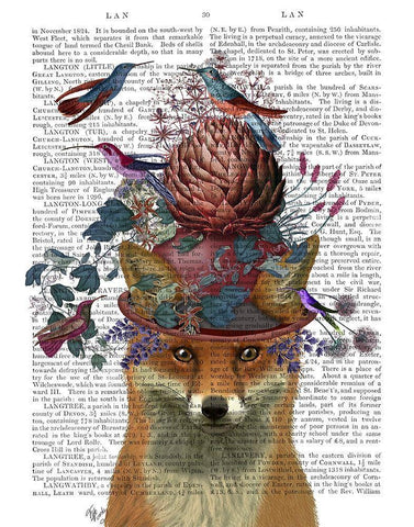 Fox Birdkeeper with Artichoke Black Ornate Wood Framed Art Print with Double Matting by Fab Funky