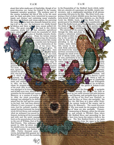 Deer Birdkeeper, Owls White Modern Wood Framed Art Print with Double Matting by Fab Funky