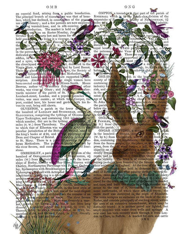 Hare Birdkeeper and Heron White Modern Wood Framed Art Print with Double Matting by Fab Funky