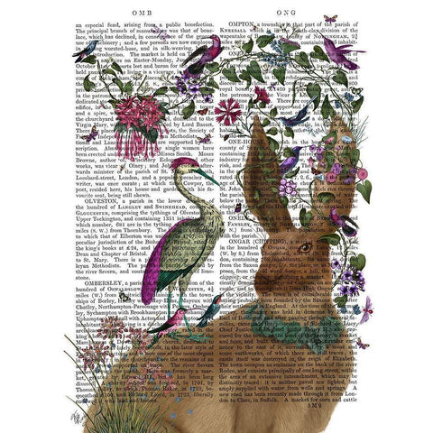 Hare Birdkeeper and Heron White Modern Wood Framed Art Print by Fab Funky