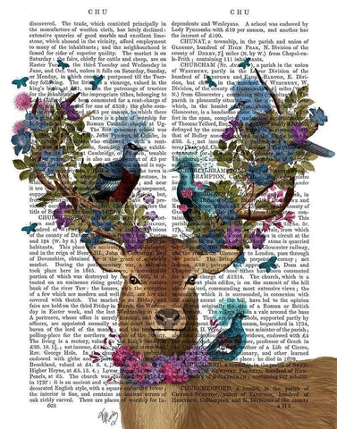 Deer Birdkeeper, Blue Pigeons White Modern Wood Framed Art Print with Double Matting by Fab Funky