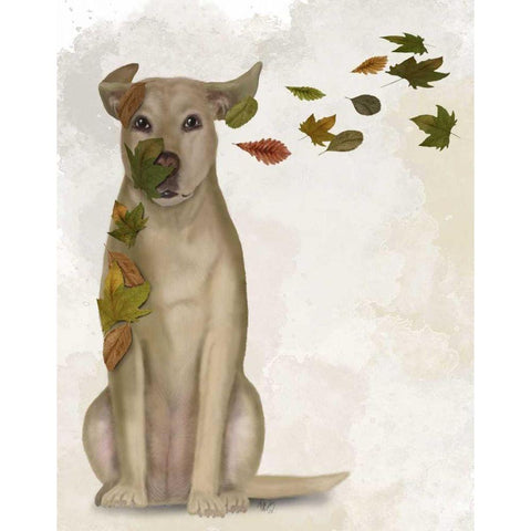 Yellow Labrador Windswept and Interesting White Modern Wood Framed Art Print by Fab Funky