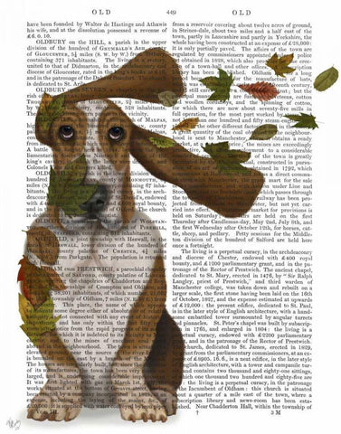 Basset Hound Windswept and Interesting White Modern Wood Framed Art Print with Double Matting by Fab Funky