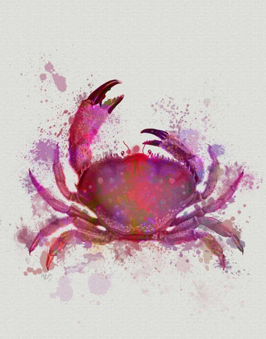 Crab 1 Pink Rainbow Splash Black Ornate Wood Framed Art Print with Double Matting by Fab Funky