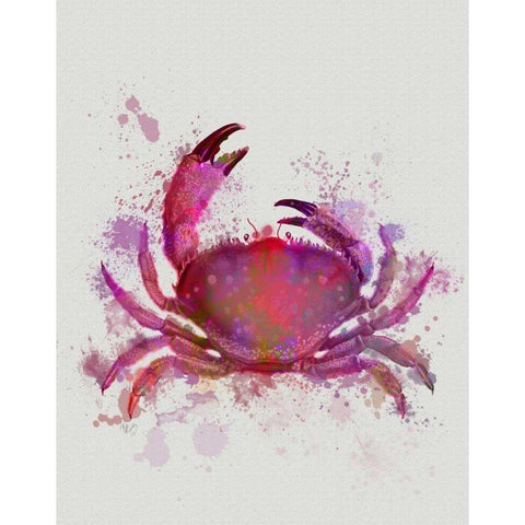 Crab 1 Pink Rainbow Splash White Modern Wood Framed Art Print by Fab Funky