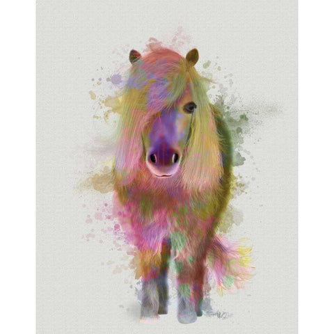 Pony 1 Full Rainbow Splash Black Modern Wood Framed Art Print with Double Matting by Fab Funky