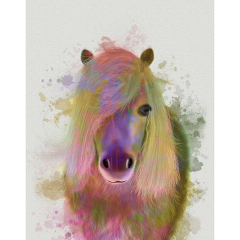 Pony 1 Portrait Rainbow Splash Black Modern Wood Framed Art Print with Double Matting by Fab Funky