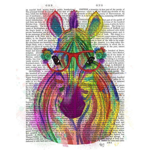 Zebra Rainbow Splash 1 Black Modern Wood Framed Art Print with Double Matting by Fab Funky