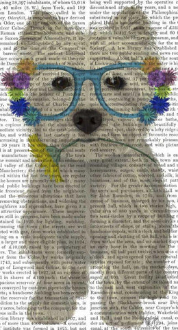 West Highland Terrier Flower Glasses Black Ornate Wood Framed Art Print with Double Matting by Fab Funky