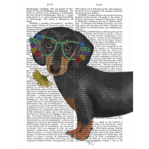 Dachshund Flower Glasses White Modern Wood Framed Art Print by Fab Funky