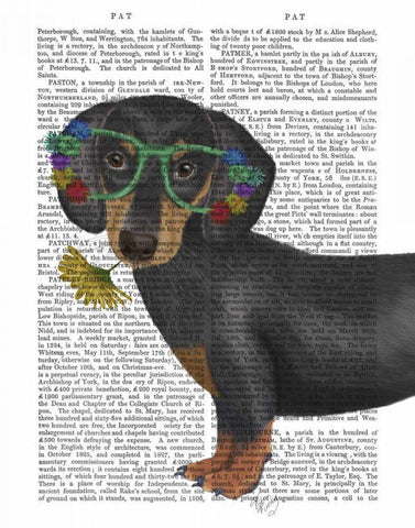 Dachshund Flower Glasses Black Ornate Wood Framed Art Print with Double Matting by Fab Funky