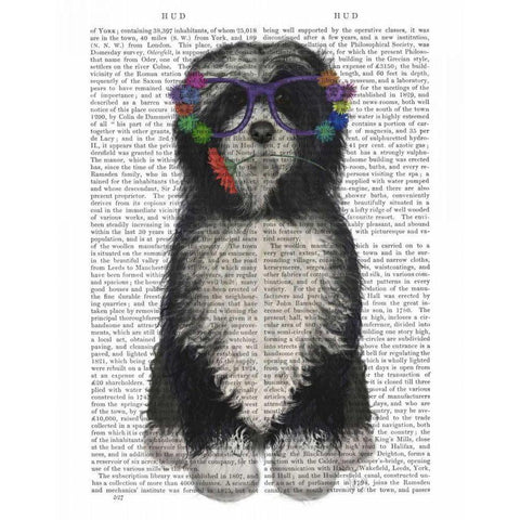 Tibetan Terrier Flower Glasses Gold Ornate Wood Framed Art Print with Double Matting by Fab Funky