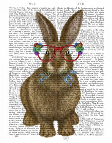 Rabbit and Flower Glasses White Modern Wood Framed Art Print with Double Matting by Fab Funky