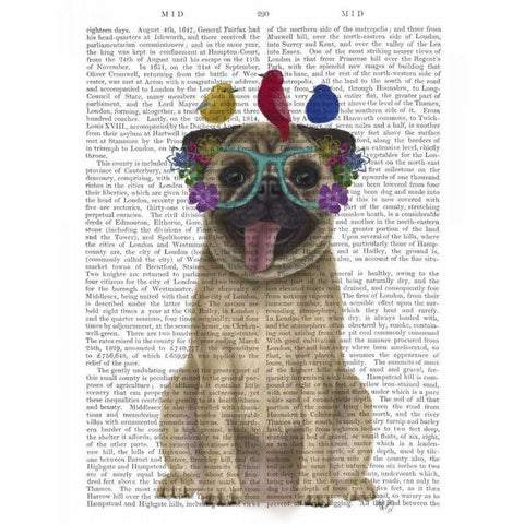 Pug and Flower Glasses Gold Ornate Wood Framed Art Print with Double Matting by Fab Funky