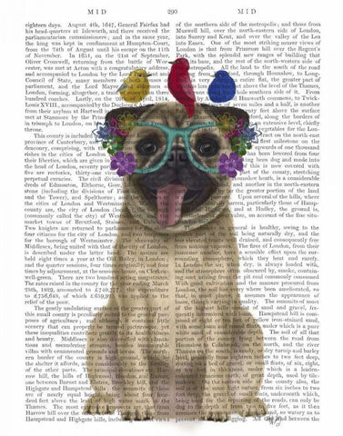 Pug and Flower Glasses White Modern Wood Framed Art Print with Double Matting by Fab Funky