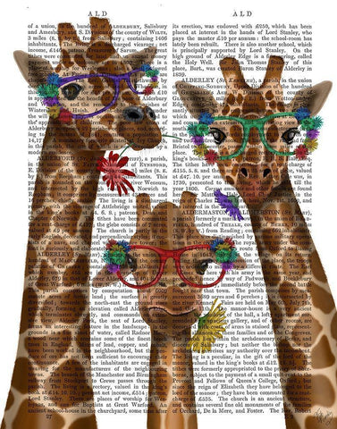 Giraffe and Flower Glasses, Trio White Modern Wood Framed Art Print with Double Matting by Fab Funky