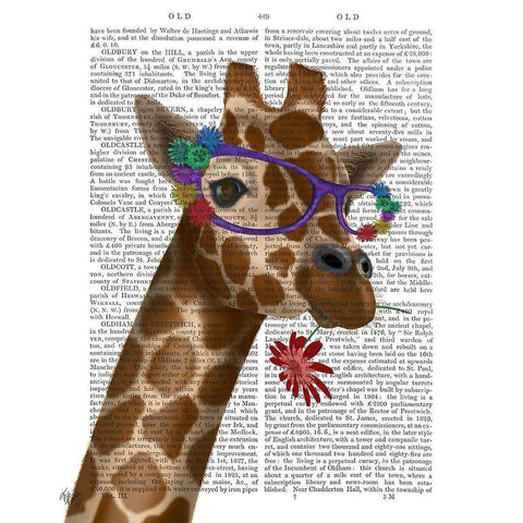 Giraffe and Flower Glasses 2 Black Modern Wood Framed Art Print with Double Matting by Fab Funky