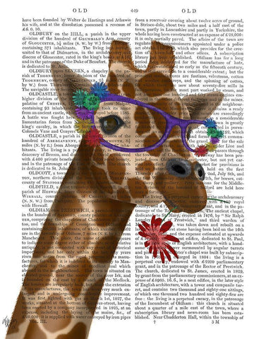 Giraffe and Flower Glasses 2 White Modern Wood Framed Art Print with Double Matting by Fab Funky