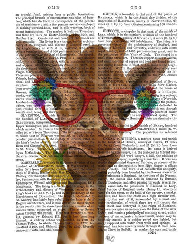 Giraffe and Flower Glasses 3 Black Ornate Wood Framed Art Print with Double Matting by Fab Funky