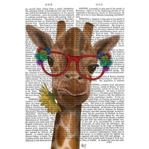 Giraffe and Flower Glasses 3 White Modern Wood Framed Art Print by Fab Funky