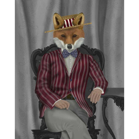 Fox 1920s Gentleman Gold Ornate Wood Framed Art Print with Double Matting by Fab Funky